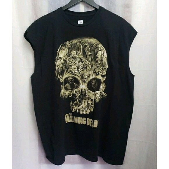 The Walking Dead Sleeveless Shirt Men 2XL Black 2015 Skull Zombies Horror Gore - Picture 1 of 12